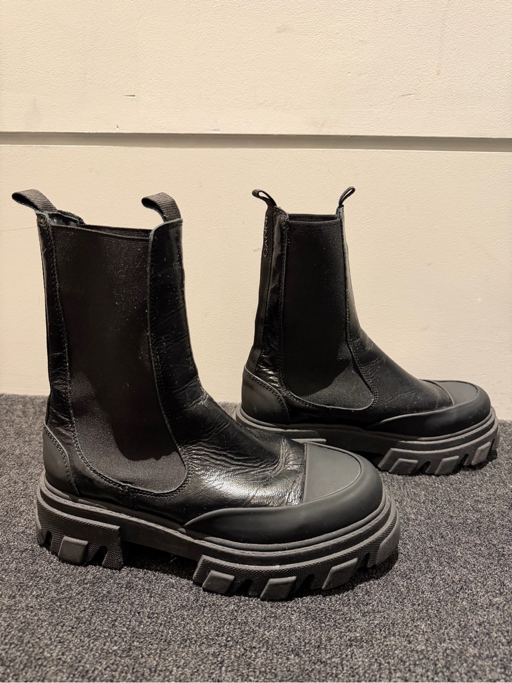 Ganni Black Chunky Chelsea Boots